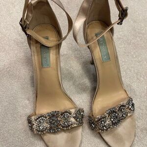 Elegant Beige Embellished Heels